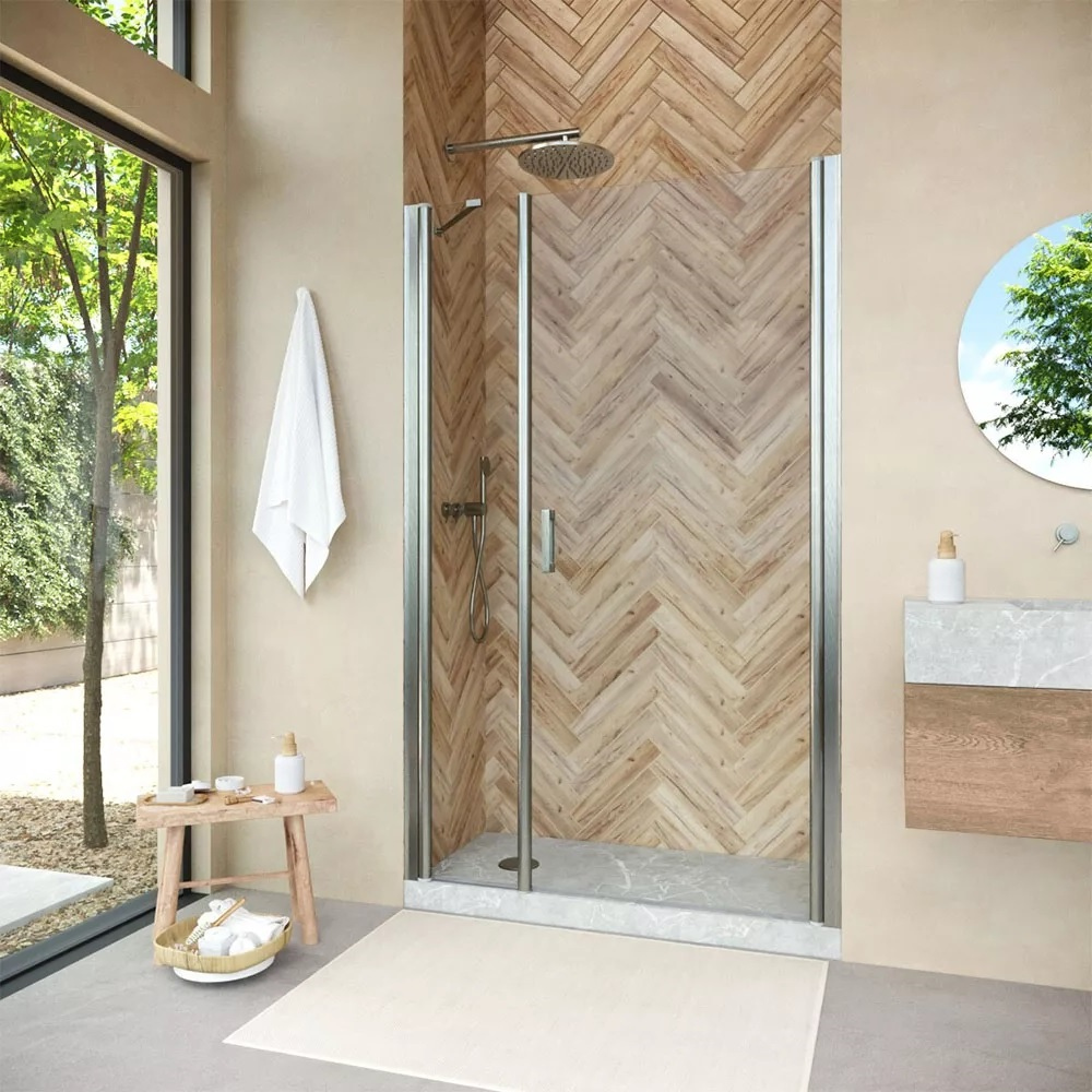 

Душевая дверь в нишу Vegas Glass EP-F-2 Novo 110 04 01 R профиль никель, стекло прозрачное