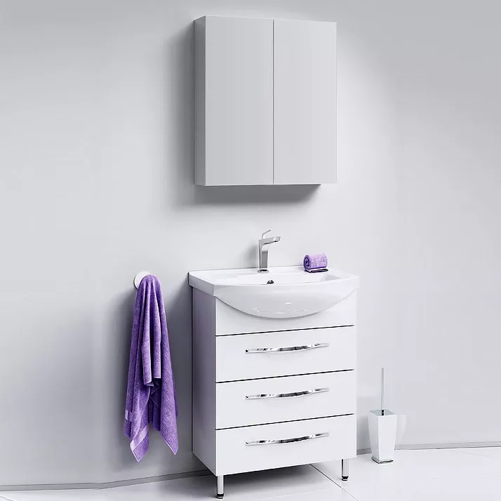 Мебель для ванной Aqwella Allegro 65 с 3 ящиками, цвет белый - фото 1