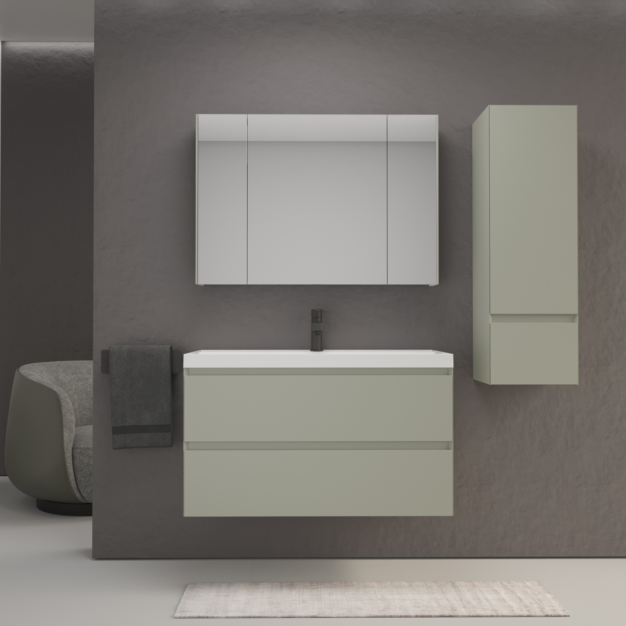 Мебель для ванной комнаты Style Line Манхэттен 100 подвесная олива раковина Florentina Астория 100 белая 43989₽