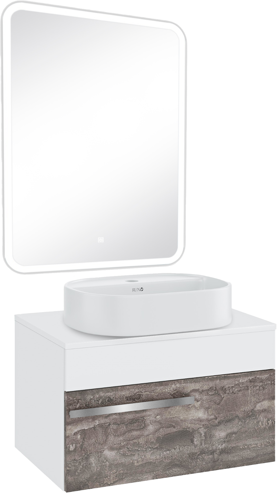 

Мебель для ванной комнаты Runo Вудлайн 65 железный камень, раковина Nuovo 50