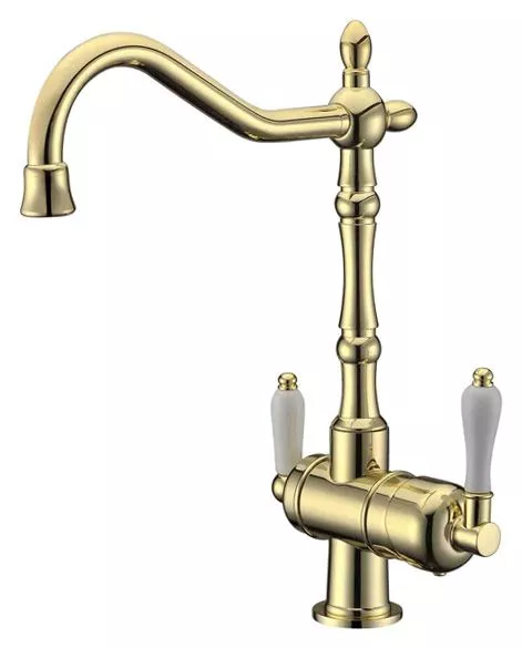 

Смеситель Zorg Clean Water ZR 326 YF BR light для кухонной мойки, Белый;бронза