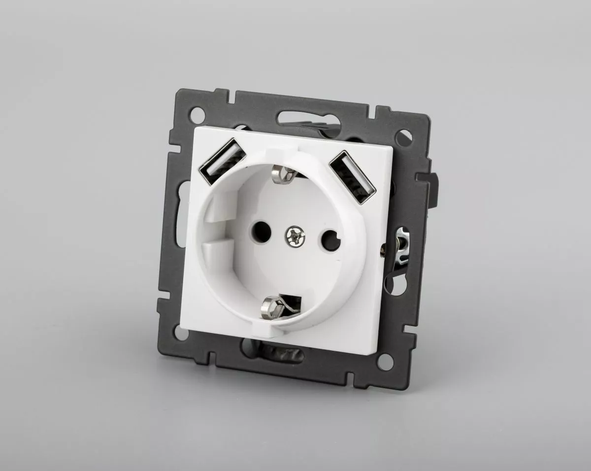 

Механизм розетки с USB зарядкой Arlight SCT-MUAA-PL-WH-V (250V, 16A) 049818