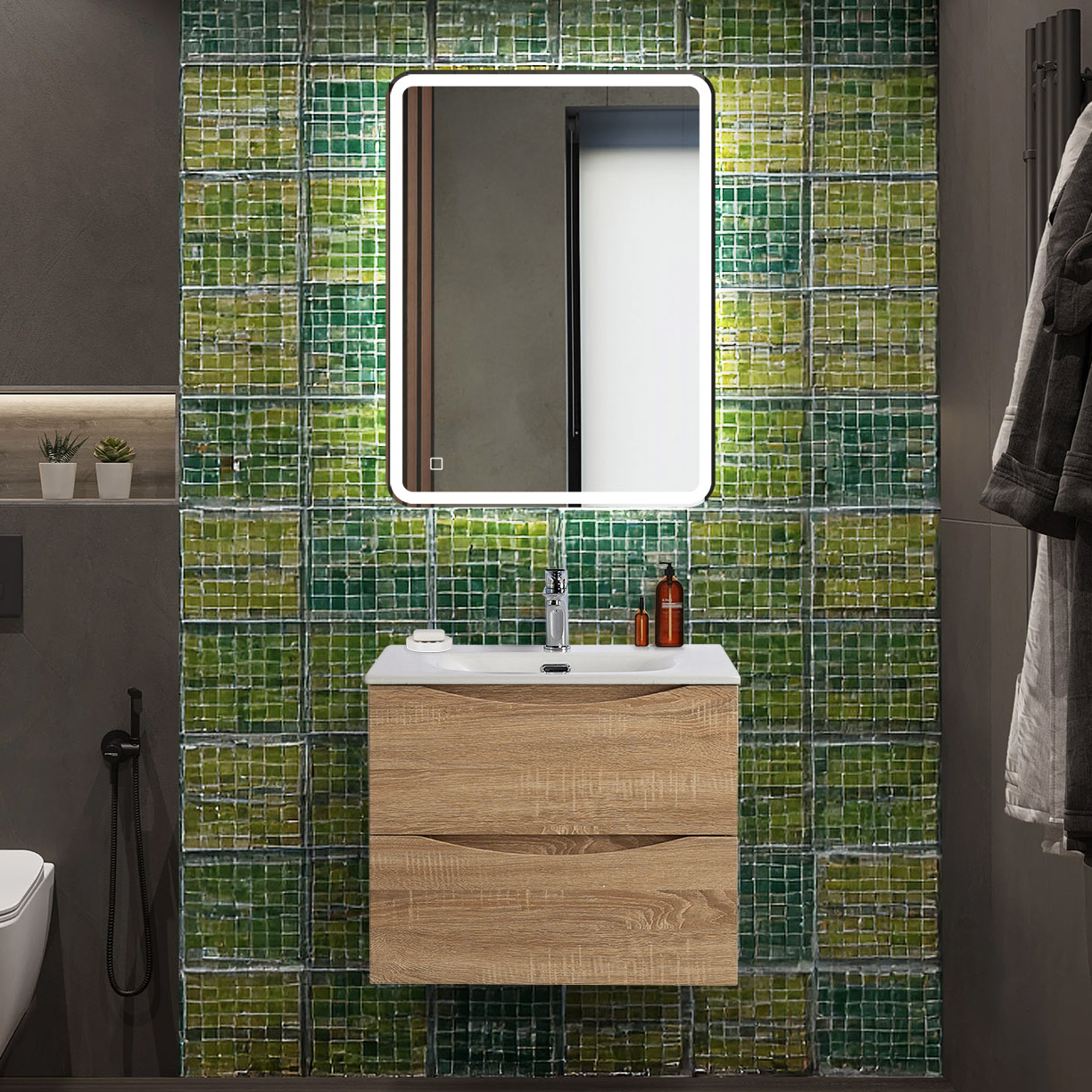 

Мебель для ванной комнаты BelBagno Marino-cer-n 60 подвесная, rovere bianco