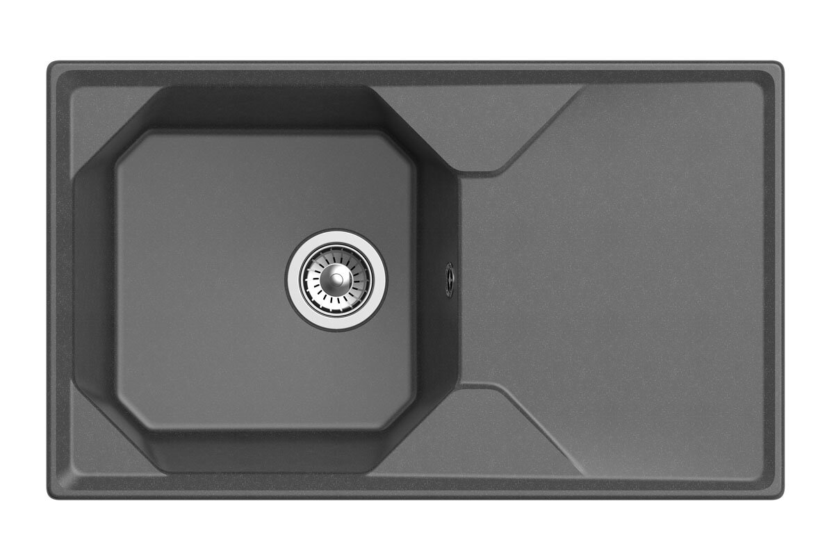 GRANFEST Мойка мрамор UNIQUE, GF-U-840L, чаш+кр 840*500, графит