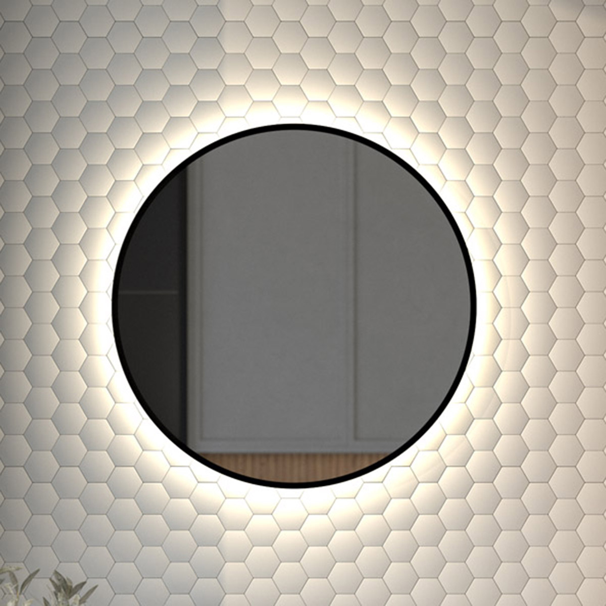 

Зеркало круглое Defesto Aura DF 2983 60x60, с нейтральной подсветкой, без выключателя, черное