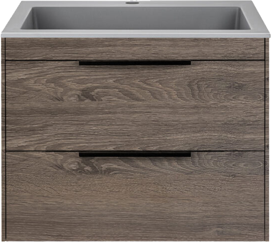 Тумба с раковиной Vincea Chiara 2D 60 2 ящика темный дуб с серой раковиной 38080₽