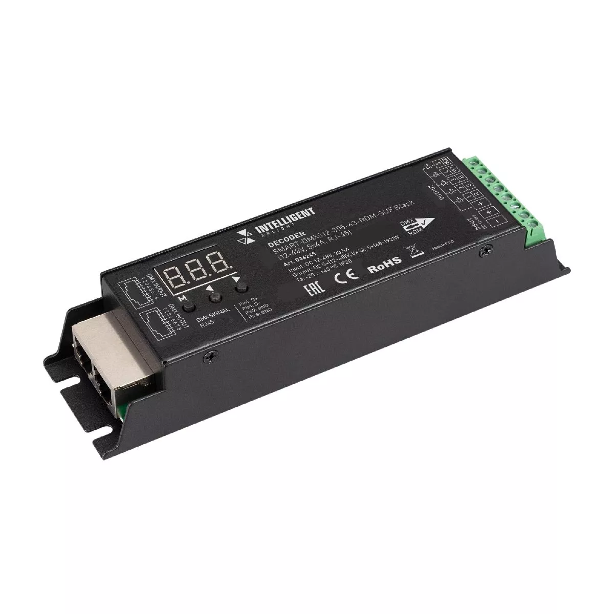 

Декодер Arlight SMART-DMX512-305-63-RDM-SUF Black (12-48V, 5x4A, RJ-45) (IARL, IP20 Металл, 5 лет) 036245