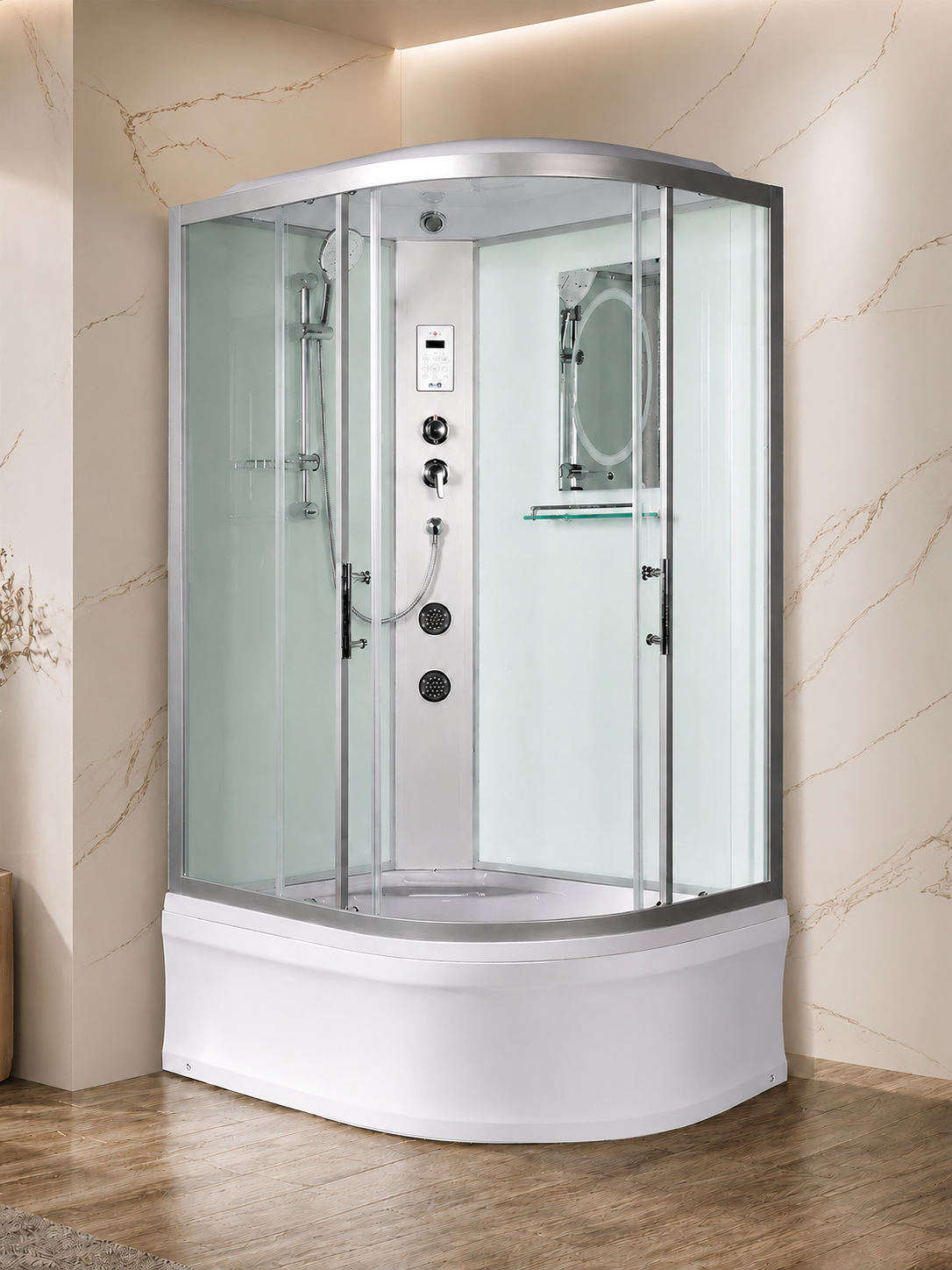 Душевая кабина WeltWasser WW500 Halle 1204 120x90 L 10000003253 с гидромассажем, профиль хром, стекло прозрачное