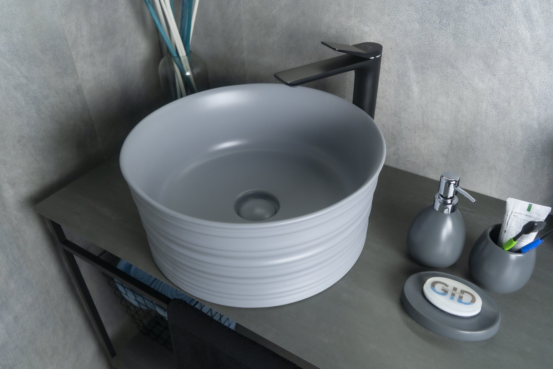 Накладные раковины  Santehnika Room Накладная раковина Gid 40.5 Gm969 серая матовая