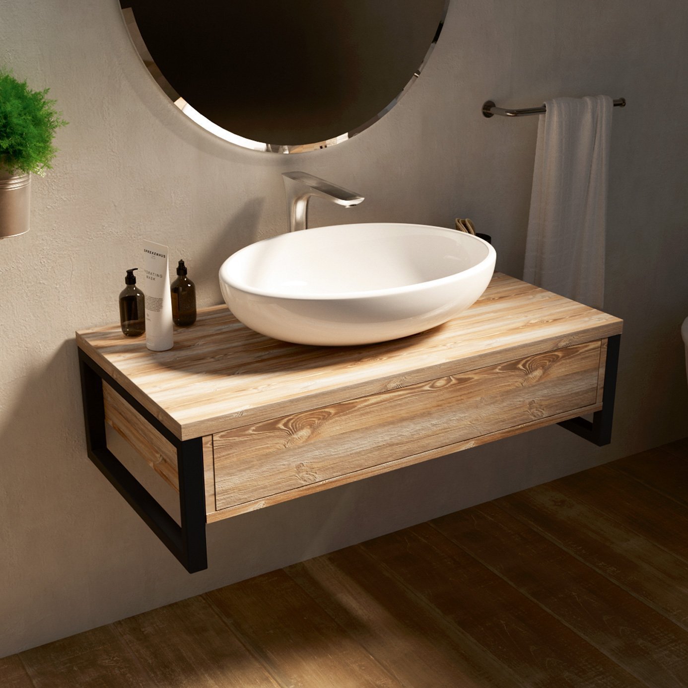 

Тумба под раковину без столешницы 1MarKa Grunge Loft 90 дуб намибия