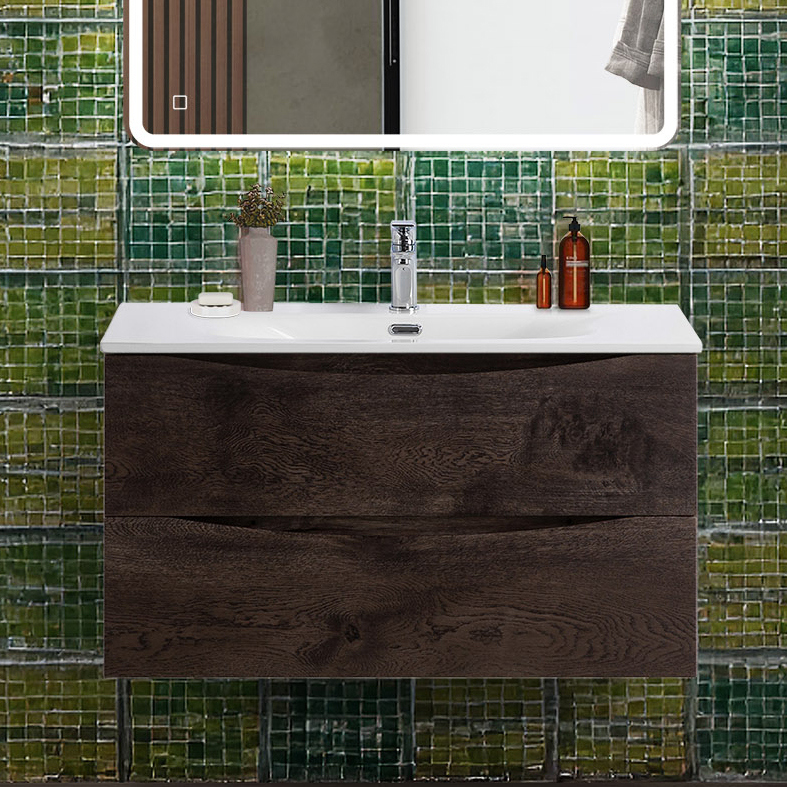 

Тумба с раковиной BelBagno Marino-cer-n 90 подвесная, rovere nature grigio