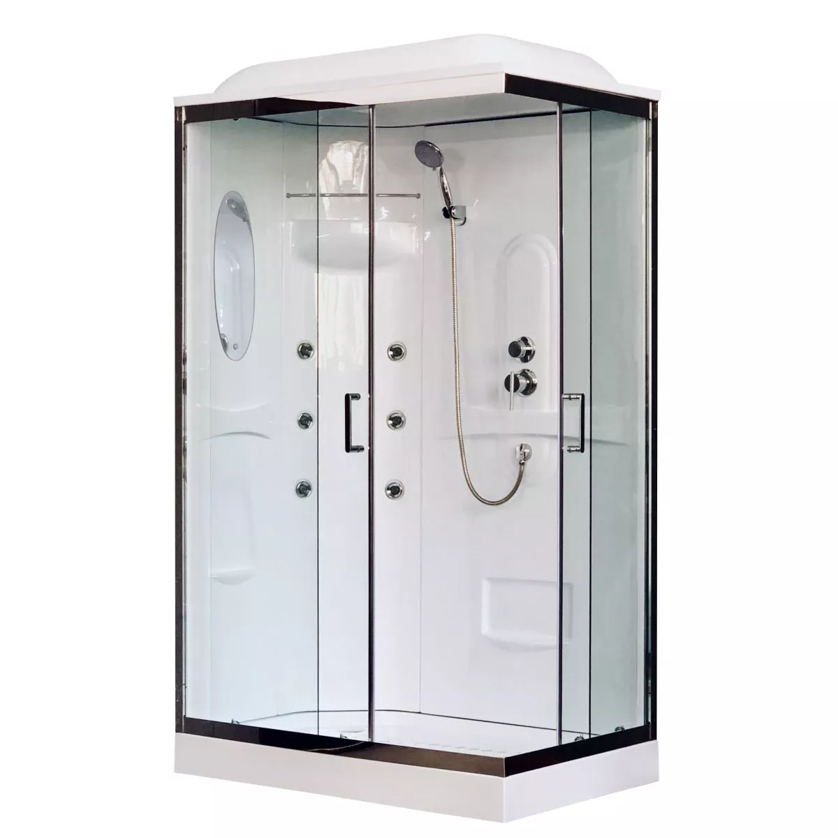   Santehnika Room Душевая кабина Royal Bath 120х80 L профиль хром стекло прозрачное с гидромассажем