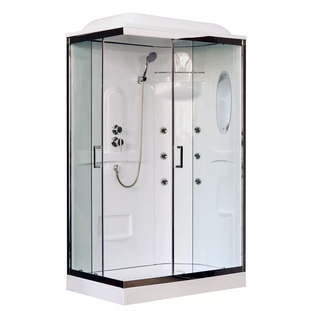   Santehnika Room Душевая кабина Royal Bath 120х80 R профиль хром стекло прозрачное с гидромассажем