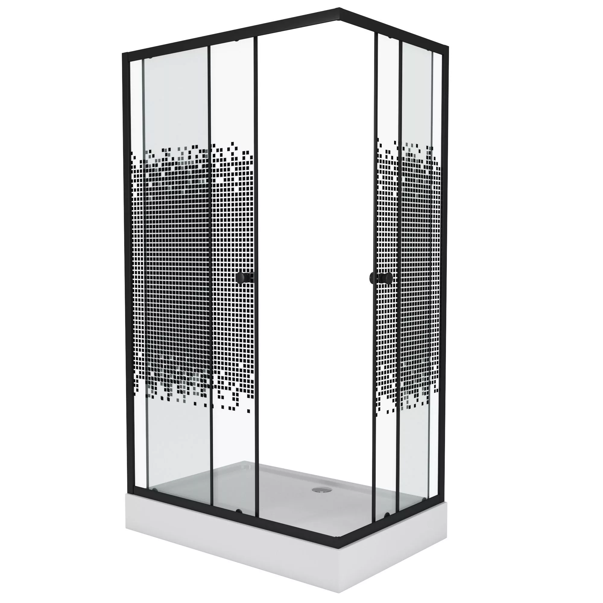 

Душевой уголок Niagara Eco 100х80 с поддоном профиль черный стекло с узором