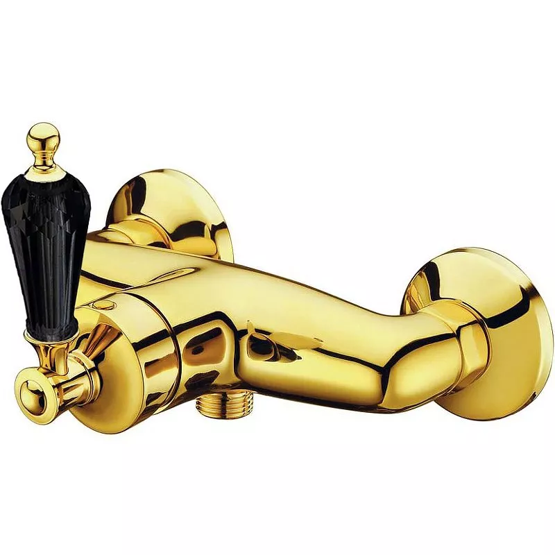 Смеситель для душа Boheme Vogue золото с черным кристаллом Swarovski 214-BSW - фото 1