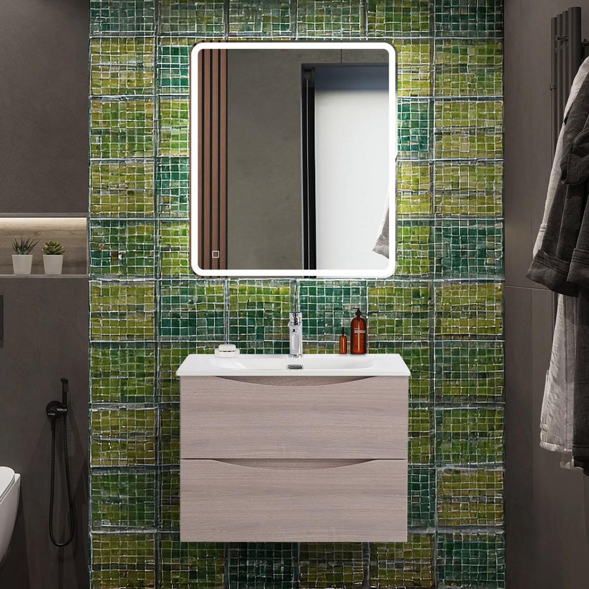 

Мебель для ванной комнаты BelBagno Marino-cer-n 70 подвесная, rovere grigio