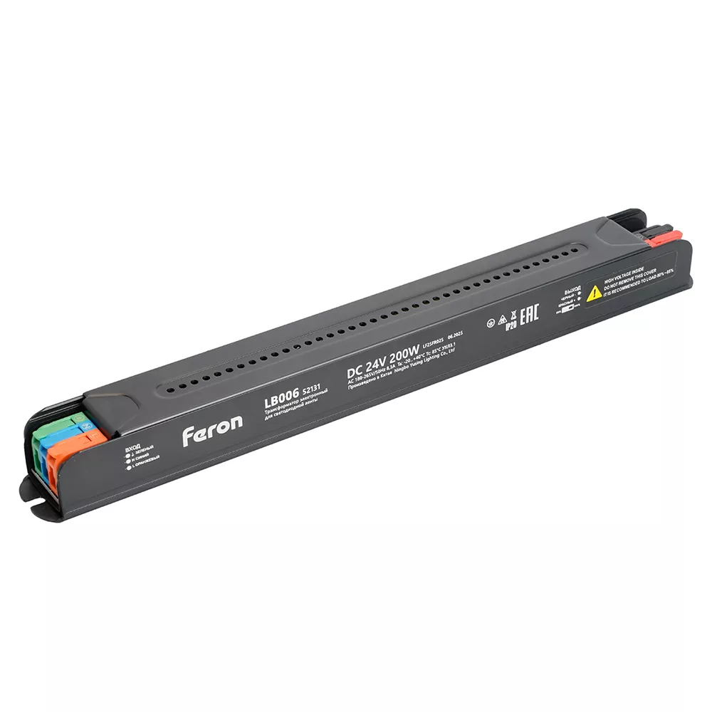 

Трансформатор для светодиодной ленты с диммированием Feron LB006 200W 24V IP20 52131