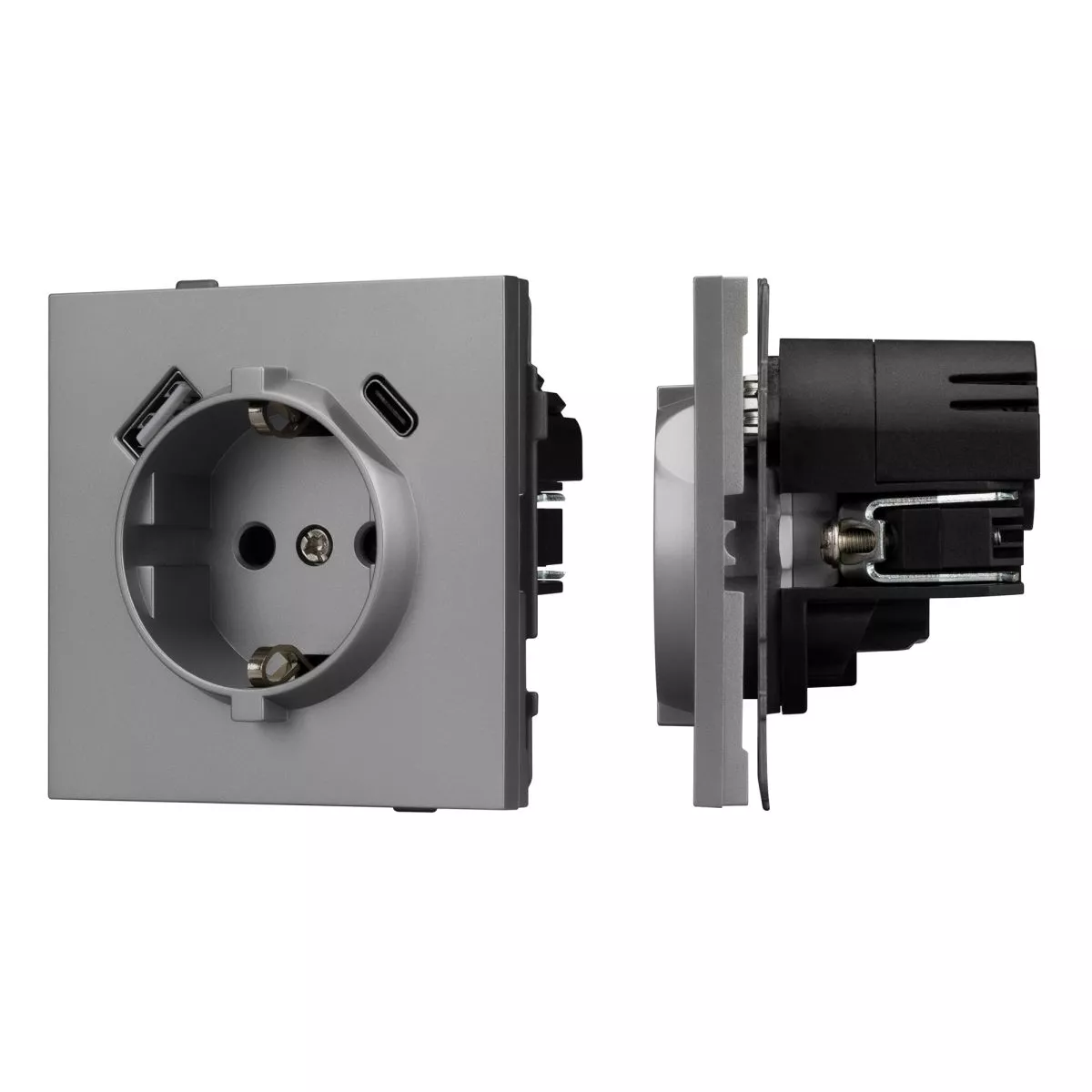 

Механизм розетки с USB зарядкой Arlight SCT-TENDO-MUAC-PL-GR (230V, 16A) 054088