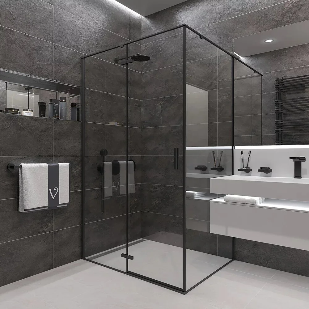 

Душевой уголок Veconi Rovigo RV-073B 90x90, профиль черный