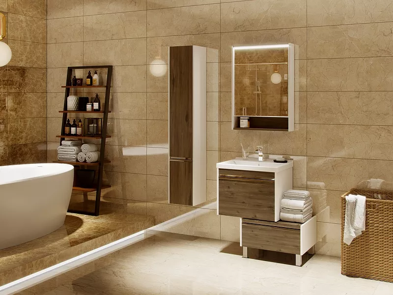 

Комплект мебели Aquaton Капри 60 белый-темное дерево