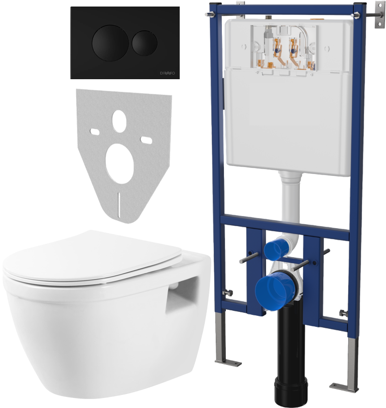 

Комплект Унитаз подвесной BelBagno Loto BB070CHR/SC безободковый, с микролифтом + Система инсталляции для унитазов DIWO 4501 + Кнопка смыва DIWO 7313 черная матовая