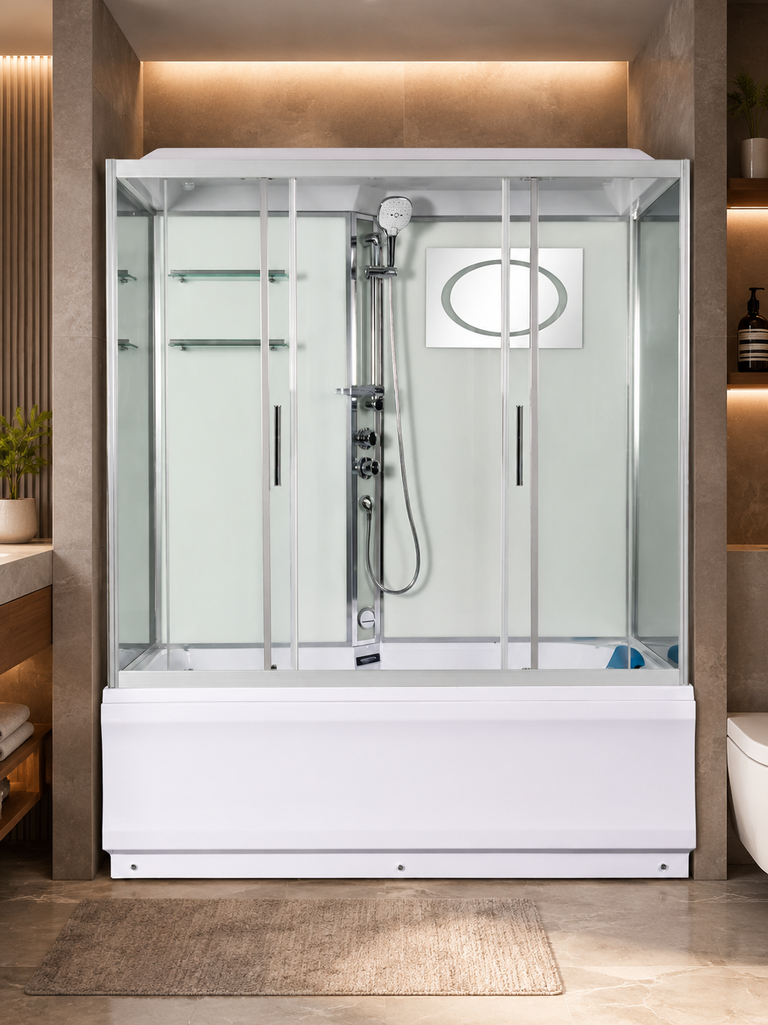 Душевой бокс WeltWasser WW500 Emmer 150х85 10000004659 профиль хром, стекло прозрачное