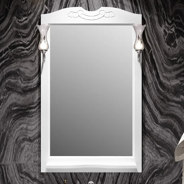 Зеркало Opadiris Брунелла 65 с полкой и выключателем белый матовый (без светильников) 00-00007035 - фото 1