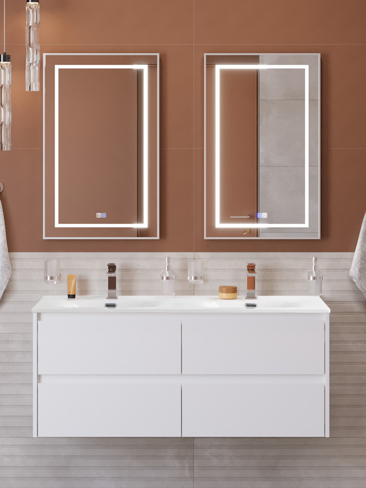 

Мебель для ванной комнаты BelBagno Kraft 120 подвесная, bianco opaco, раковина bb-8099-120-2, для двоих
