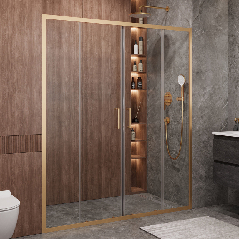 

Душевая дверь в нишу Cezares Molveno BF 2 170 C BORO IV 170 см, профиль брашированное золото, стекло прозрачное