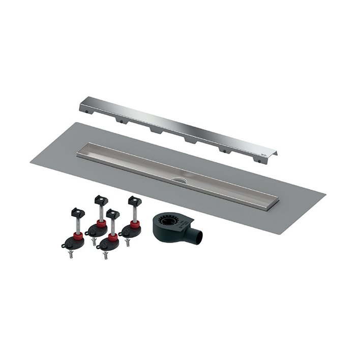 

TECEdrainline. Комплект для монтажа дренажного канала, панель "steel II", сатин, с мембраной, 800 мм