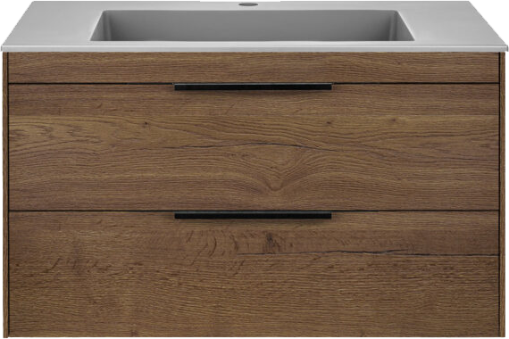 Тумба с раковиной Vincea Chiara 2D 80 2 ящика дуб табак с серой раковиной 42960₽