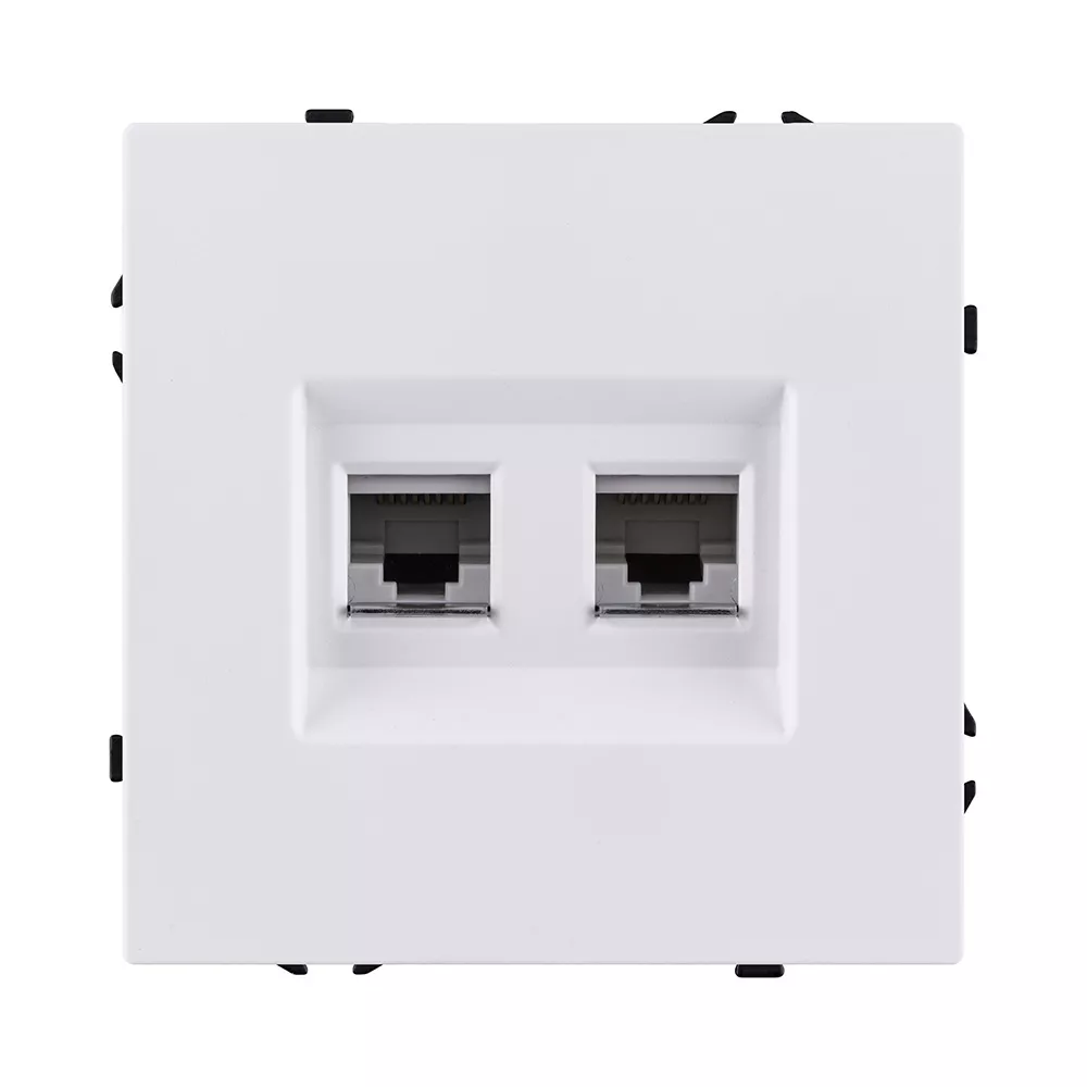 Розетка двойная Ethernet RJ45 Cat.6, белый глянцевый Kollinger Eclipse EC-018WG