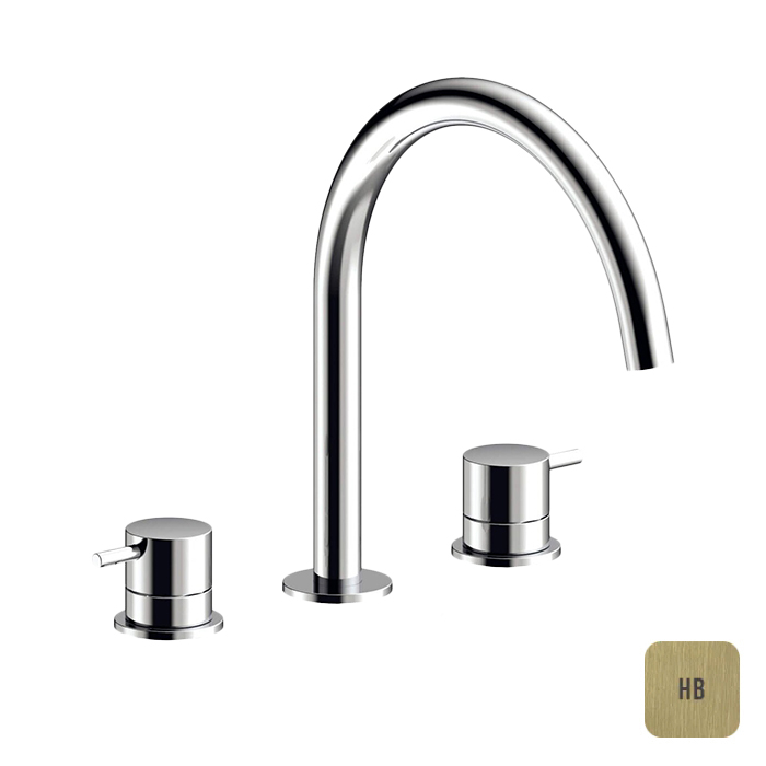 ALMAR Washbasin Смеситель для раковины на 3 отверстия h 261 мм излив 221 мм латунь Brushed PVD цвет High Brass 114798₽