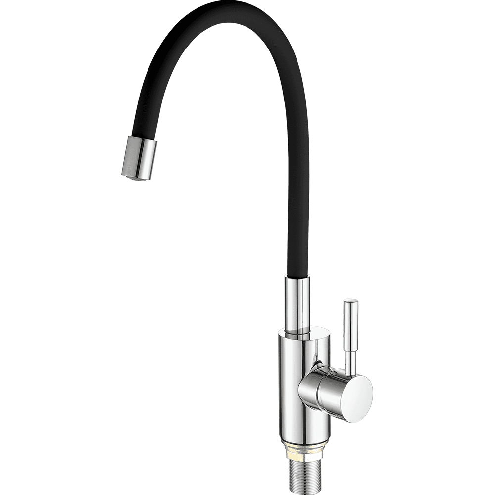 

Смеситель для кухонной мойки Fashun A4053+B04 с гибким изливом хром, черный