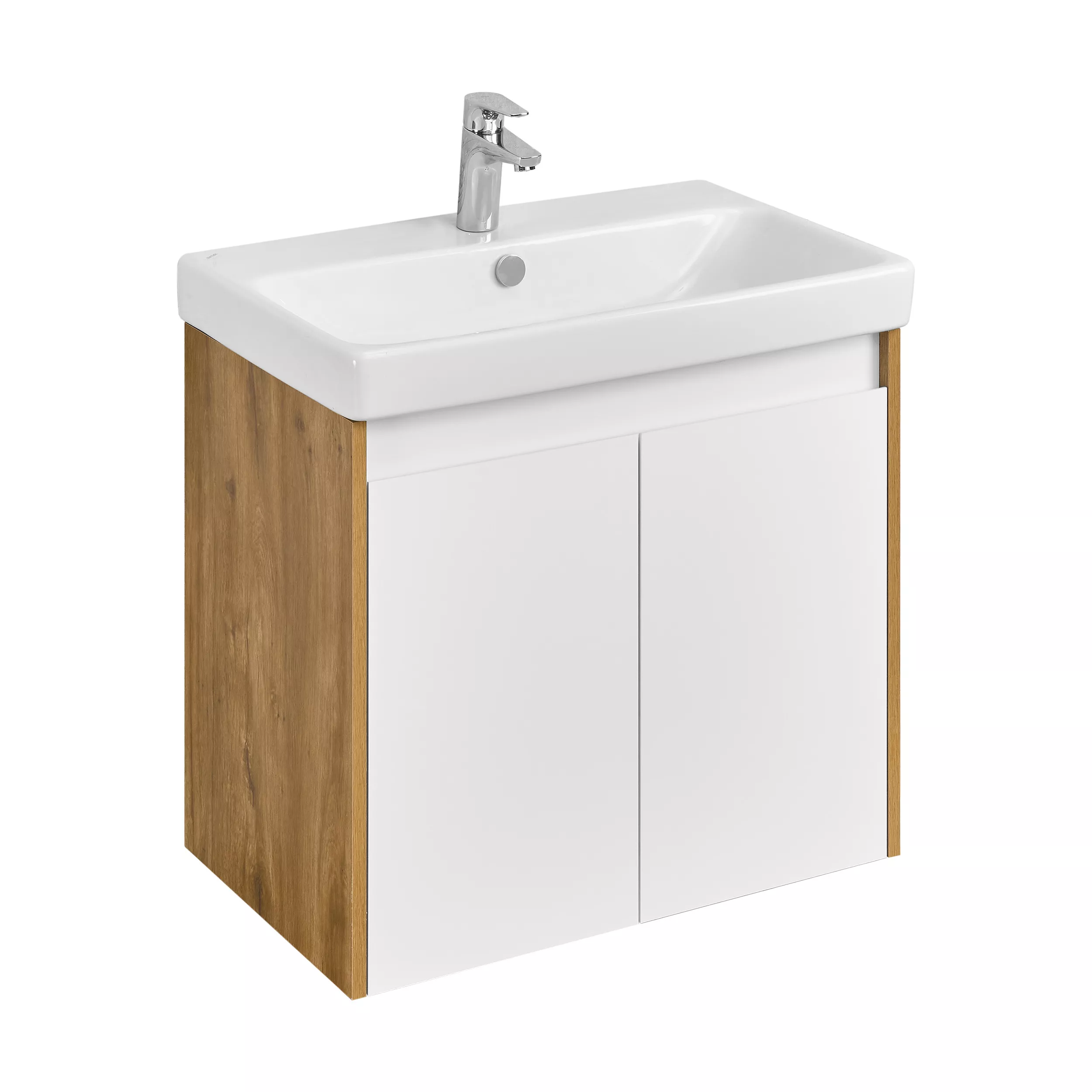 

Тумба с раковиной Aquaton Сканди Doors 70 белый - светлое дерево