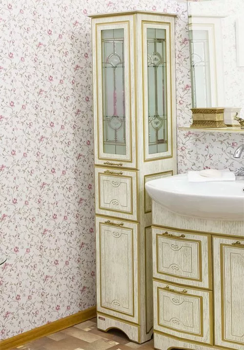 

Шкаф-пенал Sanflor Адель белый, патина золото L