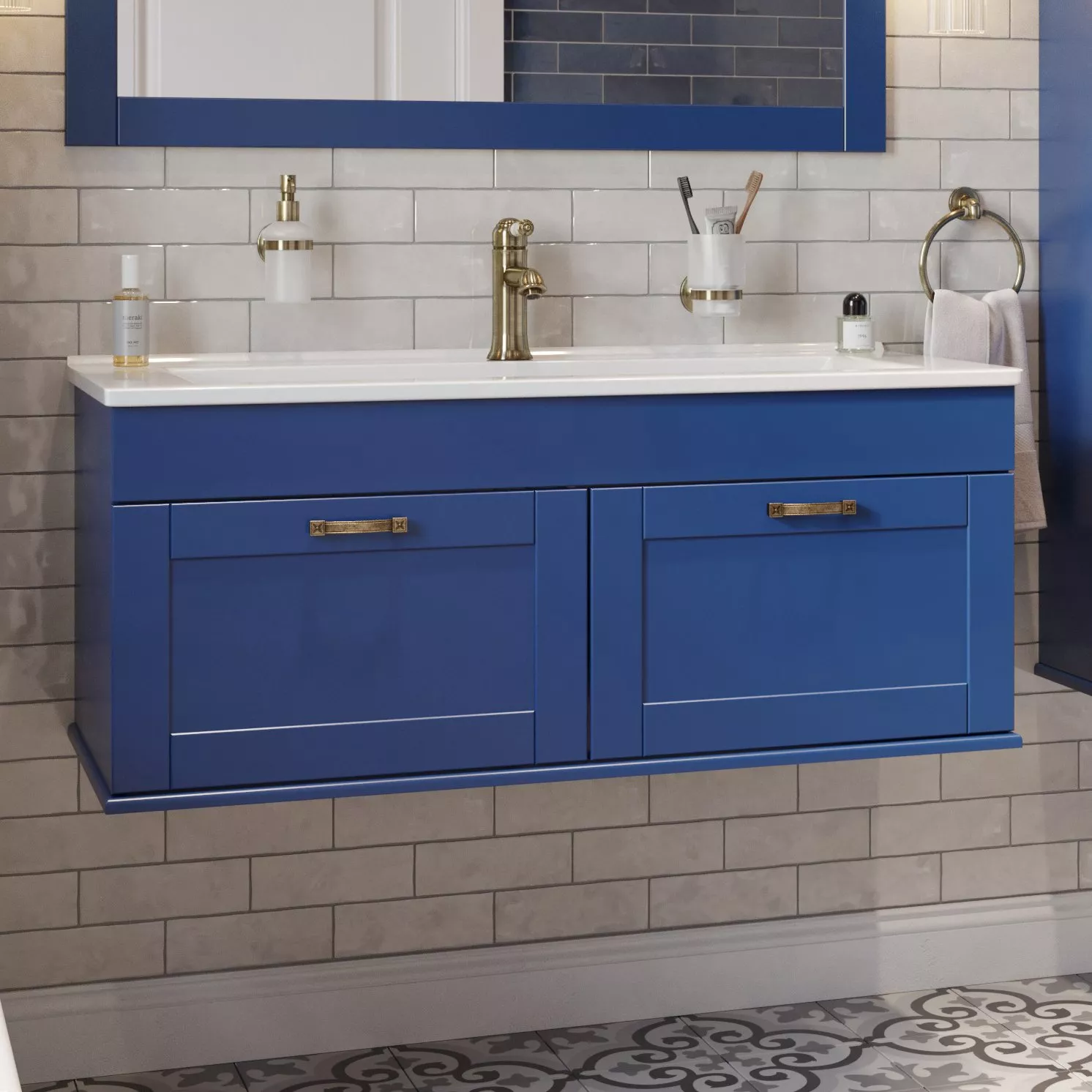 

Тумба с раковиной подвесная Sanflor Ванесса 105 синий