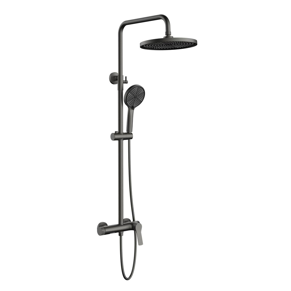 

Душевая стойка Vincea Arco VSFS-4AR1GM с изливом, вороненая сталь