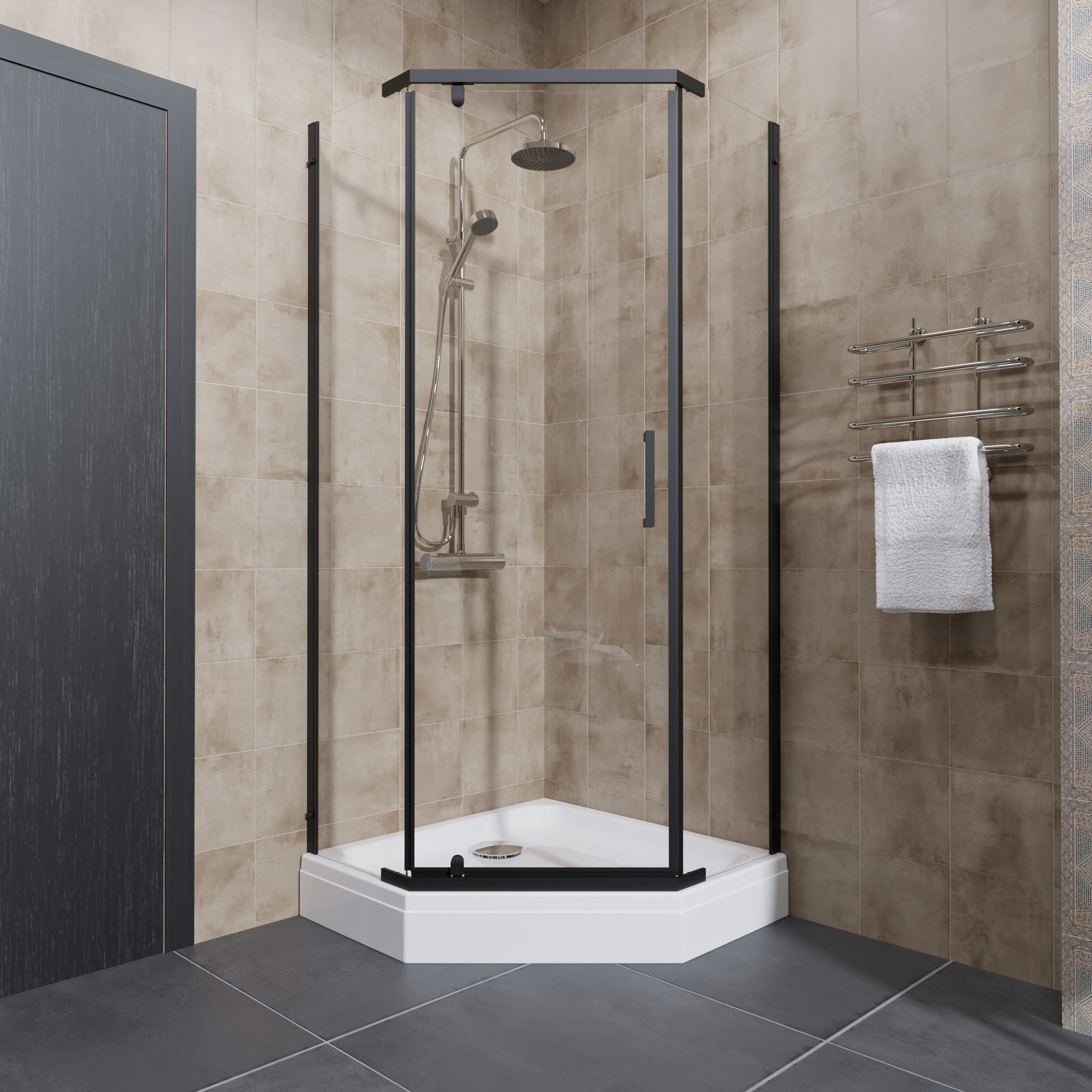 

Душевой уголок Triton Дека -Блэк Щ0000062933 100х100, с поддоном, профиль черный