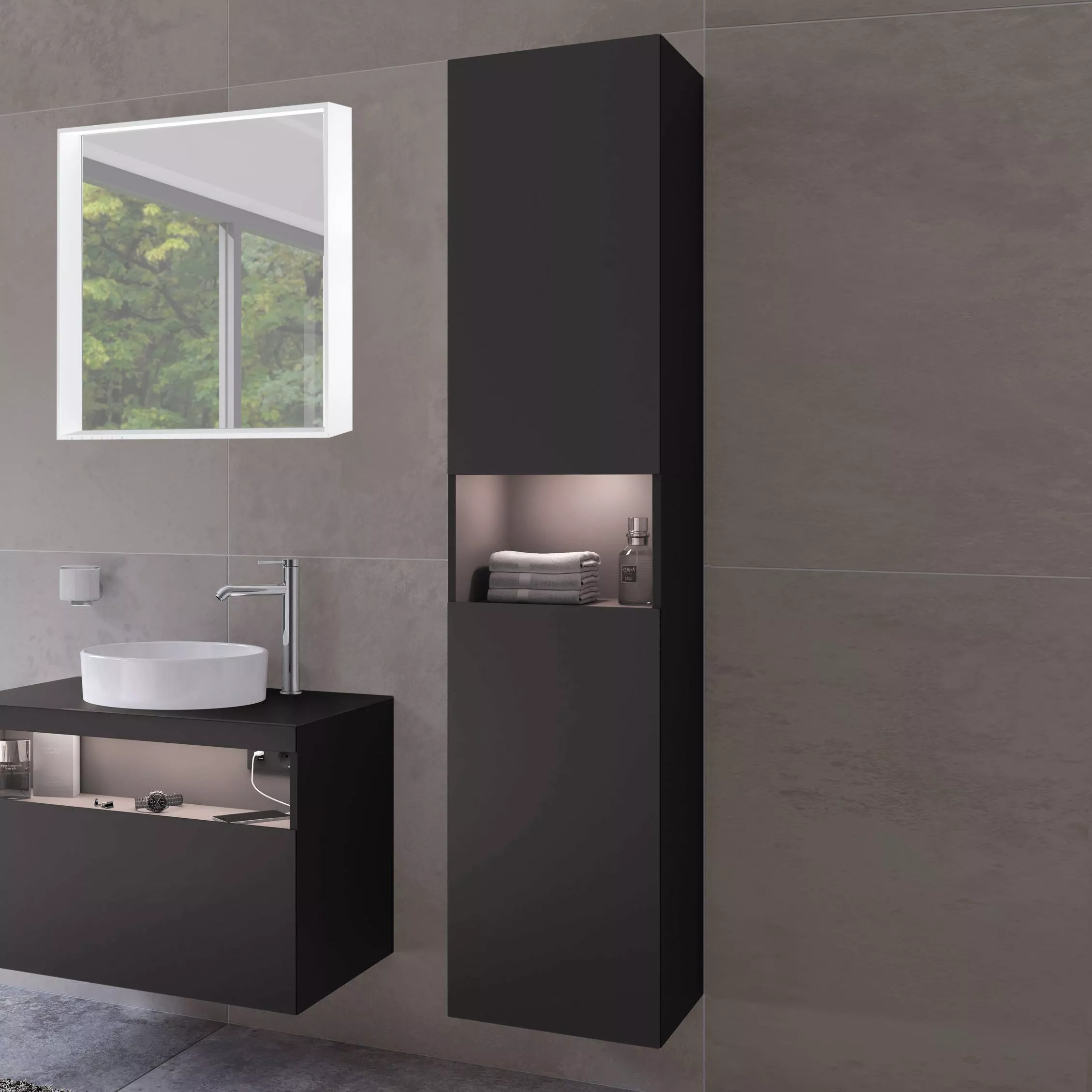 

Шкаф-пенал Keuco Stageline 32831 R, вулканит, с подсветкой