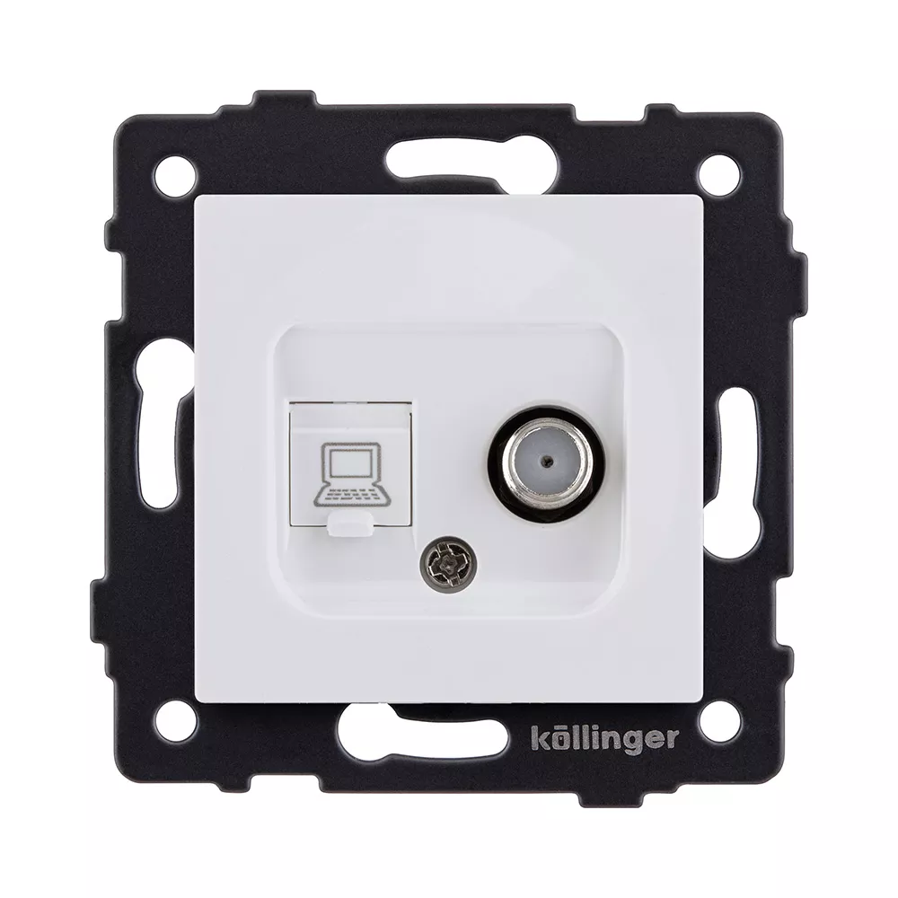 Розетка двойная спутниковая SAT + RJ45 Cat.6, белый матовый Kollinger REA-014WM для Aspekt, Eleganz, Reflex