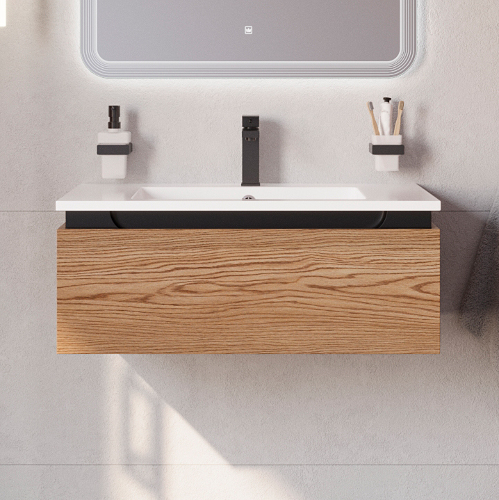 

Тумба под раковину без столешницы Cezares Slider 80 подвесная, 1 ящик, дуб тангент