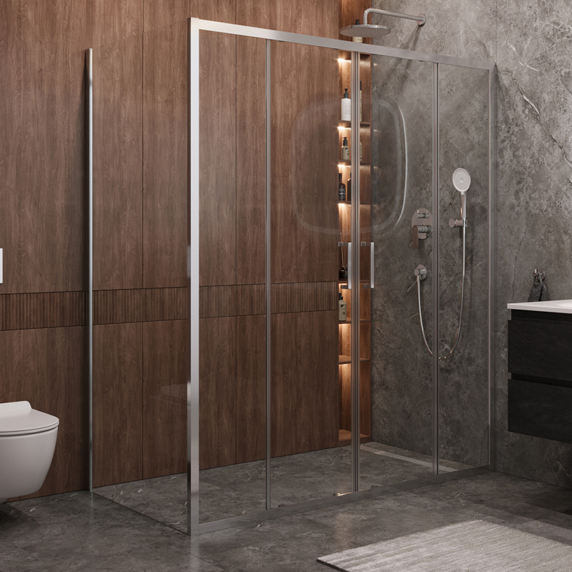 

Душевой уголок Cezares Molveno AH 2+1 170+100 C Cr IV 170х100 см, профиль хром, стекло прозрачное