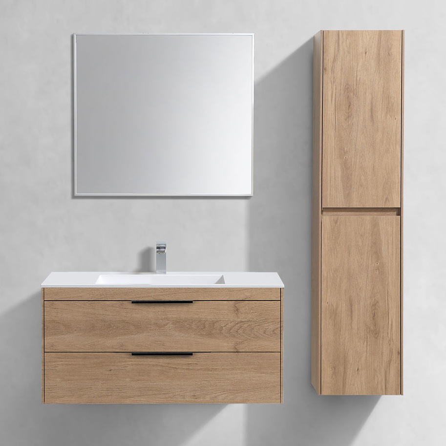 Мебель для ванной комнаты Vincea Chiara 2D 100 2 ящика светлый дуб с белой раковиной 59900₽