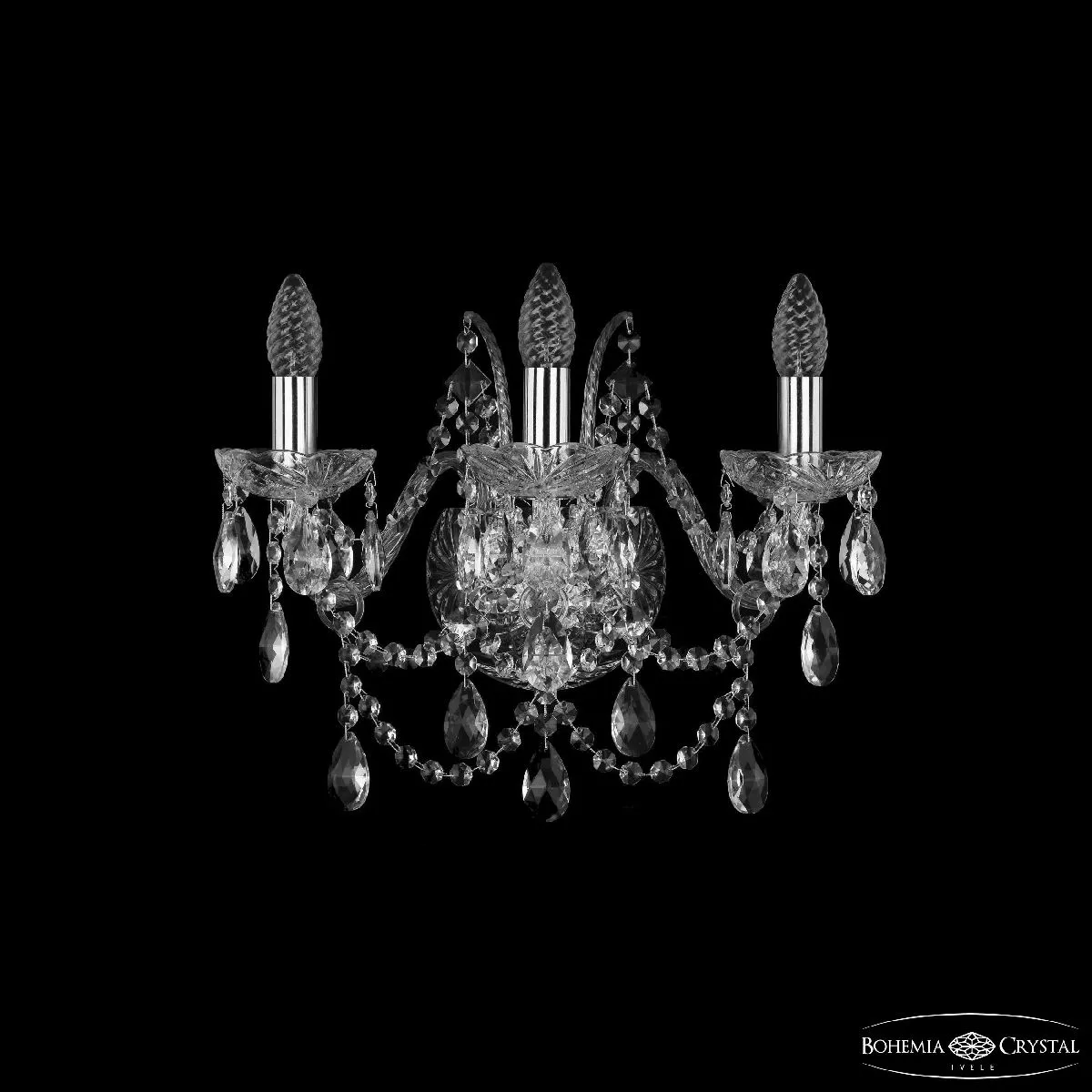 Бра с 3 лампами Бра Bohemia Ivele Crystal 1411B/3/160 Ni