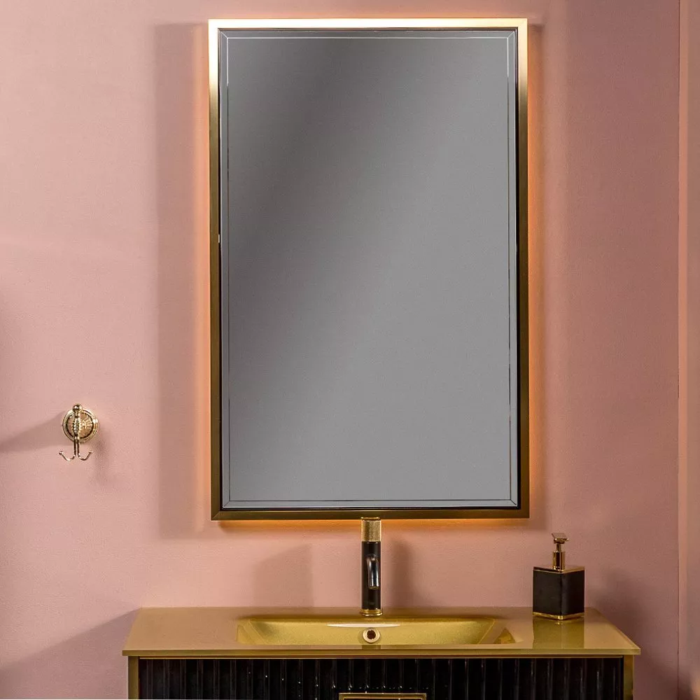 Зеркало Armadi Art Monaco 70х110 с подсветкой черный - золото