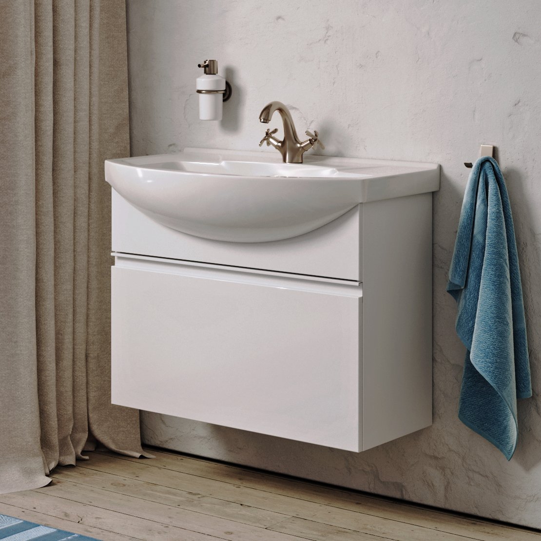 

Тумба под раковину без столешницы Aqwella Rodos 75 белая