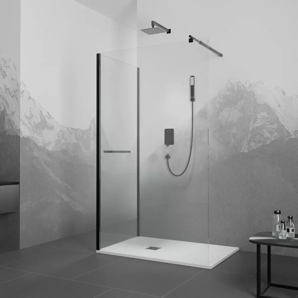 

Душевой уголок Rgw Walk in 100x100 чёрный стекло прозрачное