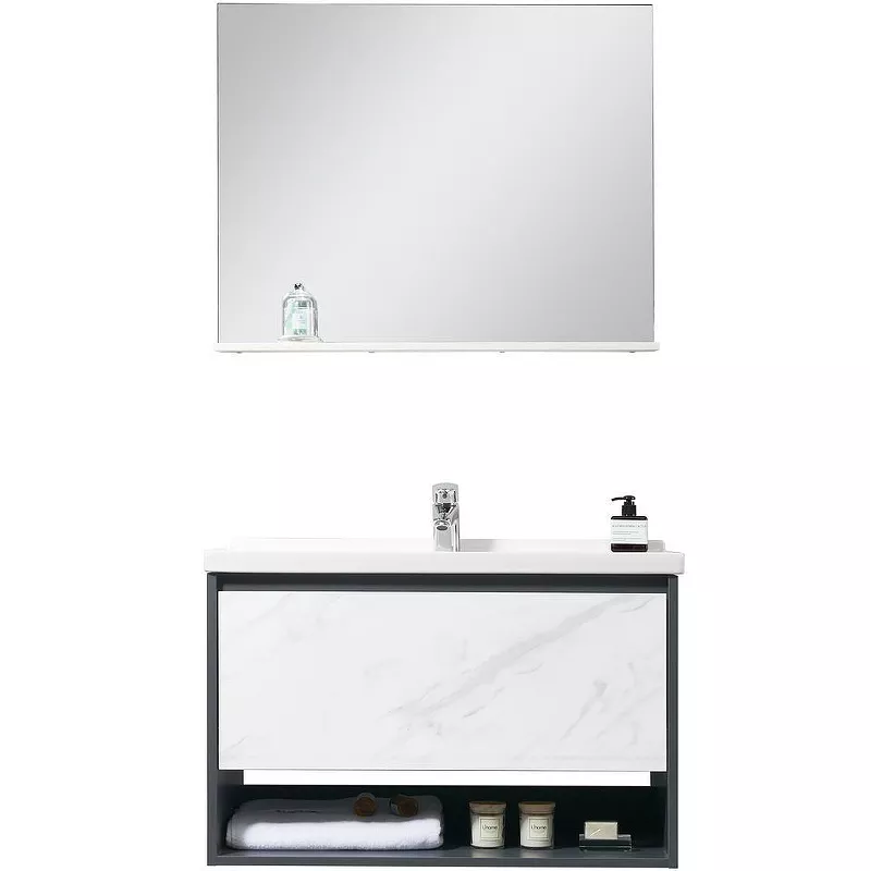 Комплект мебели Orans 80 подвесной темно серый - белый мрамор