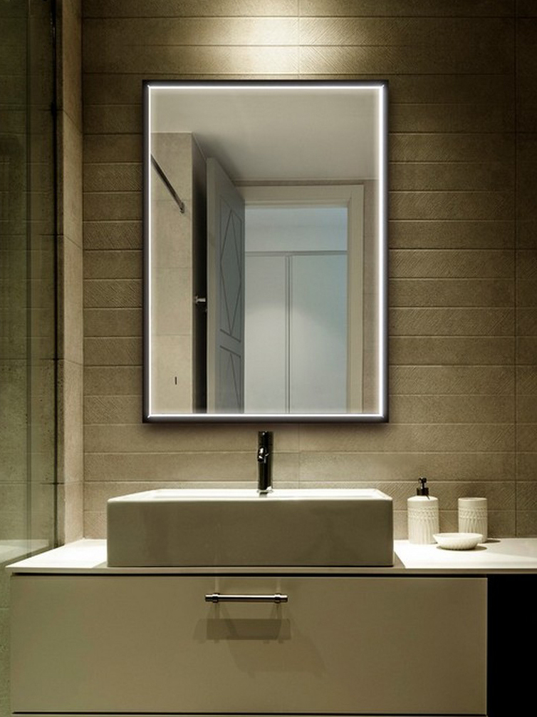 Зеркало Abber See AG6110SC-065 65х90 см с подсветкой черное 22300₽